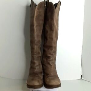 Lucky Brand Leather Knee High Distressed Boots -Hippie- Grey Distressed - 6.5 M